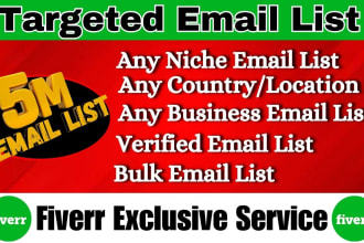 provide 5 million bulk email list and niche targeted valid email collection