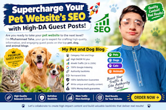 publish 2 high da60 dr40 guest post on pet, dog, animal blogs with seo backlinks