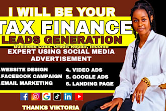 tax finance leads income tax finance website facebook ads google ads video ads