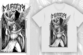 make stipple,hatching art tshirt design for band