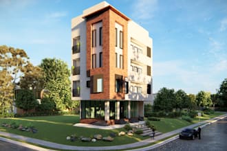 do quick exterior facade architectural modelling and renders