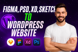 convert psd, sketch, xd, figma to wordpress website, figma to elementor pro