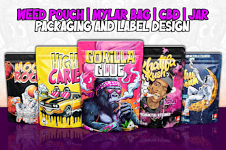design weed pouch, mylar bag, cbd product labels