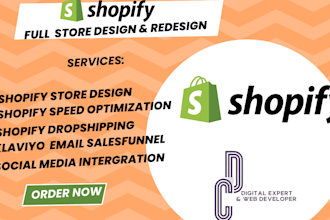 do and edit shopify stores,dropshipping,klaviyo salesfunnel