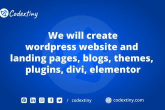 do wordpress website, landing pages, blogs, themes, plugins, divi, elementor
