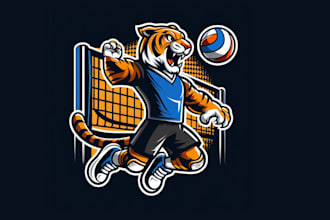 design wonderful tiger volleyball mascot logo for you with unlimited revision
