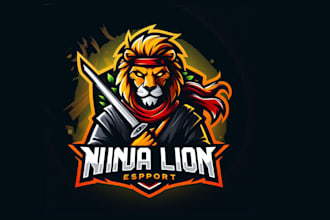 design wonderful ninja lion esport mascot logo for your company
