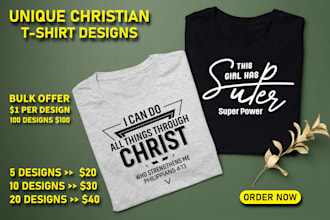 do elegant custom christian church and typography t shirt design
