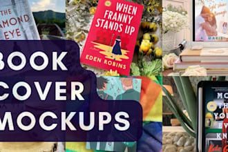 create 60 unique book cover mockups