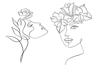 do floral lineart tattoo design or pencil sketch