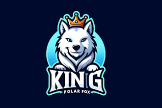 design outstanding polar king fox mascot logo design for you