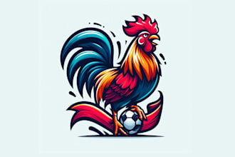 design eye catchy rooster mascot logo with satisfaction guaranteed