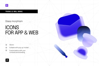 glass morphism icons for app and website