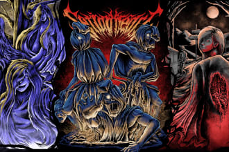 draw brutal horror darkart for metal band album cover