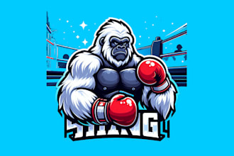 make modern gorilla boxing mascot logo with satisfaction guaranteed