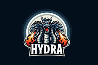design high quality hydra dragon mascot logo with unlimited revision