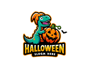 make dinosaur pumpkin mascot logo design with unlimited revision