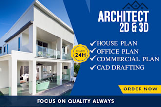 architecture 2d 3d building floor plan drawings in cad