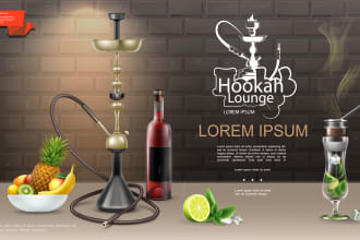 do beautiful hookah, bar, lounge, wine, smoke, restaurant, hookah logo design