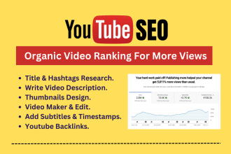 do a youtube channel SEO and mentor for rapid ranking