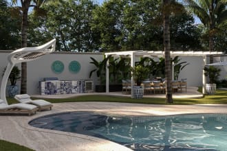 do  backyard landscape design, front yard, 3d garden patio