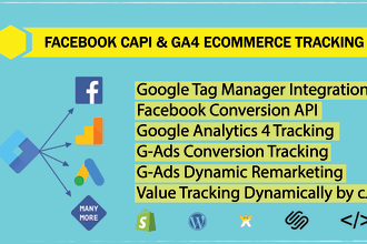 set up, and fix facebook pixel, fb capi, ga4  tracking by GTM