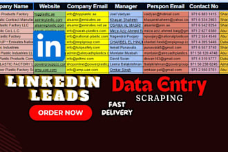 do email address, web research, contact list and data entry