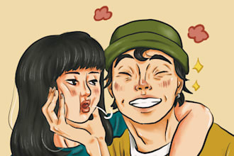 draw a cute couple portrait for you in my style