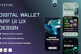 design mobile app uiux for IOS, android and web in figma, xd