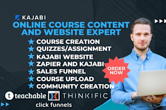 do teachable, thinkific, kajabi online course, kajabi website and sales funnel