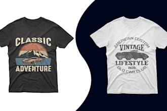 design retro vintage t shirt design for your clothing brand