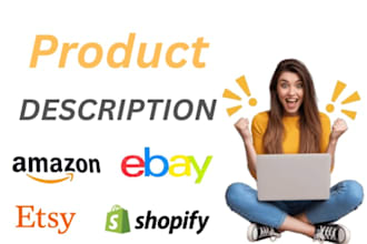 product descriptions amazon, etsy, shopify ebay store