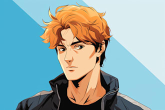 illustrate manga character caricature and friendship portrait