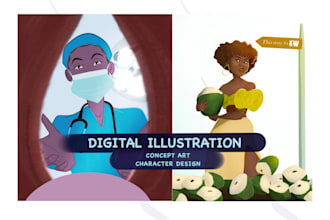 create digital character illustration or concept art