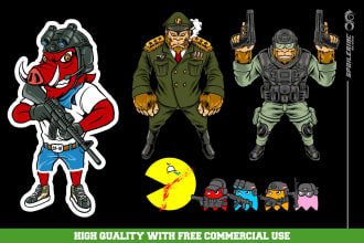 create military logo and cartoon