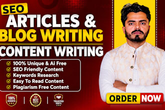 do content writing, unique and ai free articles or blog post for website ranking
