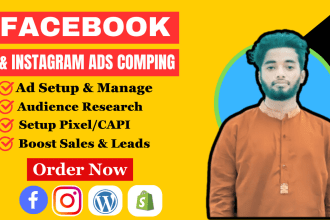 setup shopify facebook ads, instagram ads comping, fb marketing, fb advertising