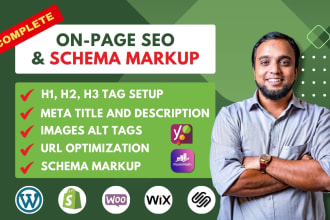 do complete on page SEO and setup schema markup for wordpress website