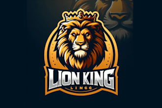 design high quality king lion mascot logo with creative concept