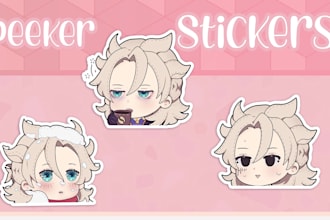 draw anime peeker sticker for your webstore or marketplace