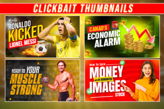 design creative clickbait youtube thumbnail with multiple versions
