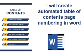 create automatic table of contents page numbering in ms word