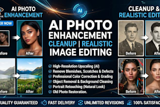 do ai photo enhancement, cleanup, realistic image editing