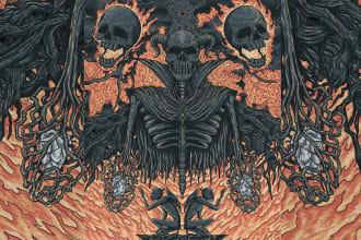 do hand drawn custom brutal, dark, metal art illustration