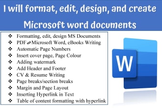 edit, design, format, create and fix microsoft word document , pdf, ebooks too