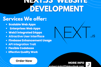 create functional website using next js including frontend and API integration