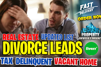 provide diovorce leads for real estate with skip tracing