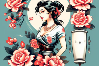 do t shirt design with traditional tattoo in my style