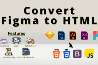 convert figma to html, xd to html, psd to html css bootstrap 5