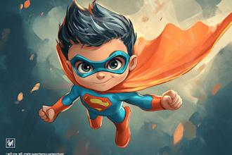 do fantasy superhero character caricature and friendship portrait